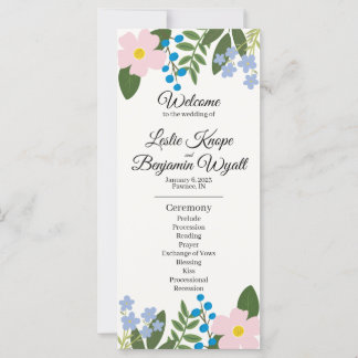 Rosa Flower Bröllopsprogram