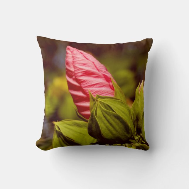 Rosa Flower Bud Blommigt Garden Decorative Cushion Kudde (Framsida)