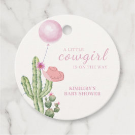 Rosa Flower Cactus Balloon Cowgirl Baby Shower Gåvor Etiketter