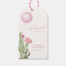 Rosa Flower Cactus Balloon Cowgirl Baby Shower Presentetikett