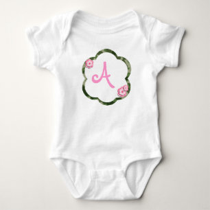 Rosa Flower Camo Infant Creeper, vit T Shirt