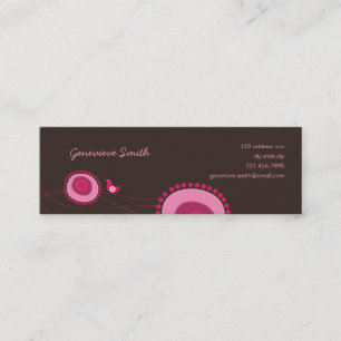 Rosa Flower Dots och Lycklig Bird Roligt Profile C Mini Visitkort