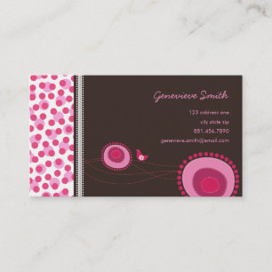 Rosa Flower Dots och Lycklig Bird Roligt Profile C Visitkort