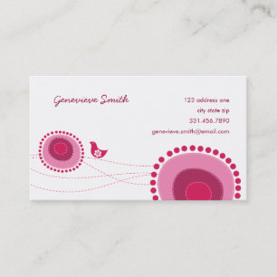 Rosa Flower Dots och Lycklig Bird Roligt Profile C Visitkort