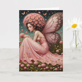 Rosa Flower Fairy Kort