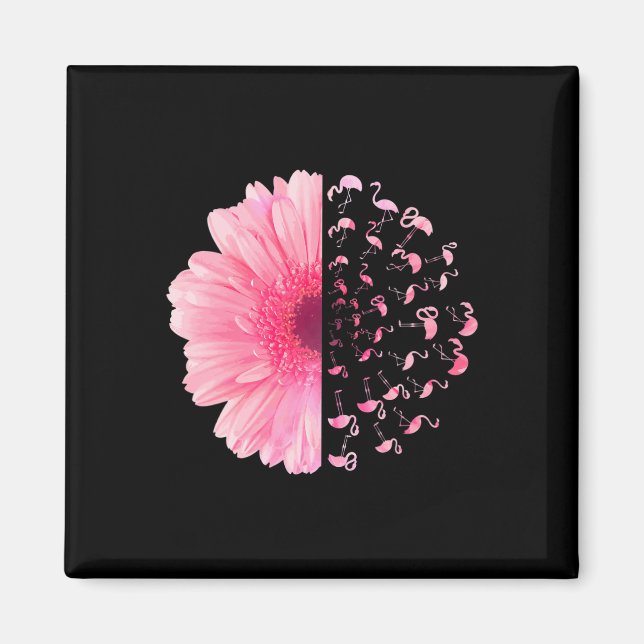 Rosa Flower Flamingo Breast Cancer Awareness Månad Magnet (Framsidan)