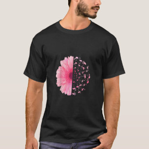 Rosa Flower Flamingo Breast Cancer Awareness Månad T Shirt