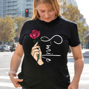 Rosa Flower för ett leende, sött motiveringscitat T Shirt