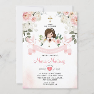 Rosa Flower Girl 1:a Heligan Communion Guld Kor Inbjudningar
