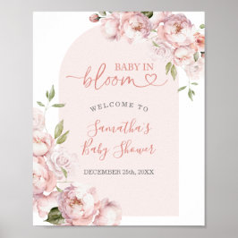 Rosa Flower Girl Baby Shower Baby i Bloom Välkomme Poster