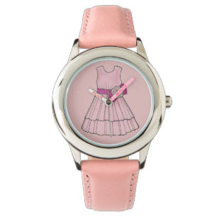 Rosa Flower Girl Bröllop Skönhetstävling Party Dre Armbandsur