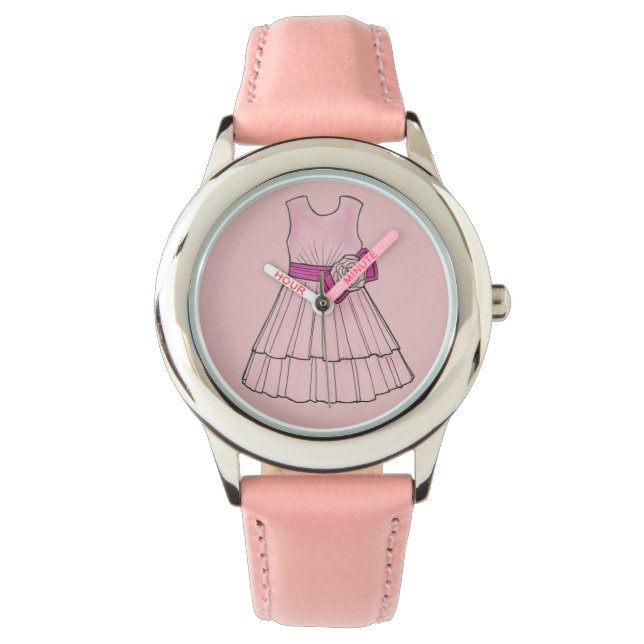 Rosa Flower Girl Bröllop Skönhetstävling Party Dre Armbandsur (Framsida)