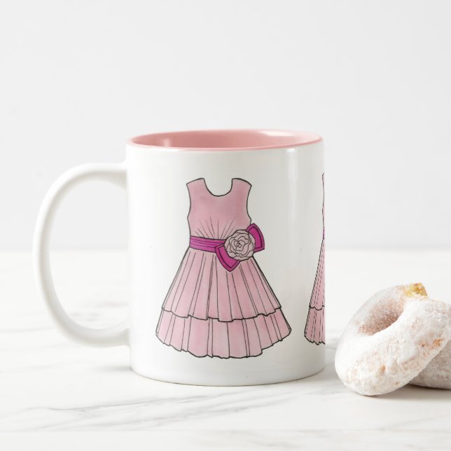 Rosa Flower Girl Bröllopsfest Skönhetstävling Dres Två-Tonad Mugg (Med munk)