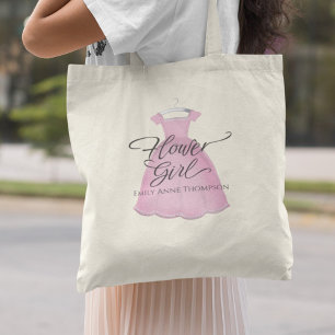 Rosa Flower Girl Cute Dress Personlig Tygkasse