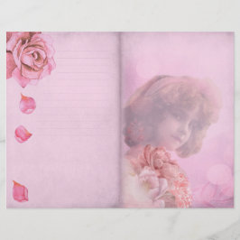 Rosa Flower Girl Vintage Scrapbook Papper
