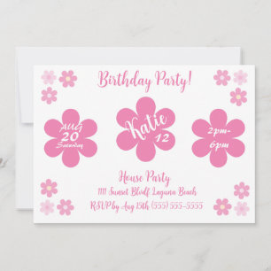 Rosa Flower Glam- Inbjudningar