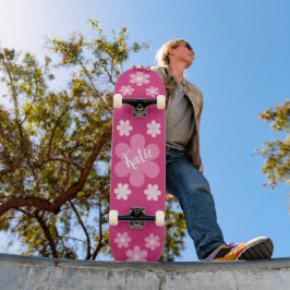 Rosa Flower Glam- Mini Skateboard Bräda 18,5 Cm