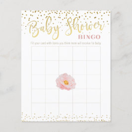 Rosa Flower Guld accent Baby Shower Bingo Game
