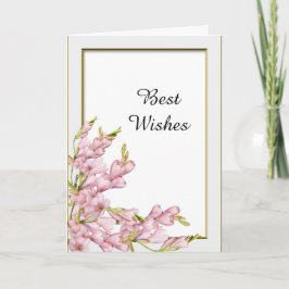 Rosa Flower Guld Bröllop Grattis Ram Kort