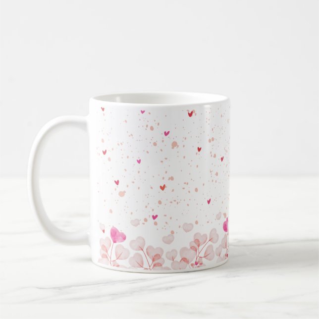 Rosa Flower Heart Coffe Mugg (Vänster)