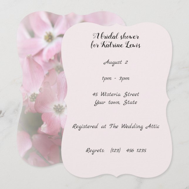 Rosa Flower Inbjudningskort för möhippan (Fram/baksida)