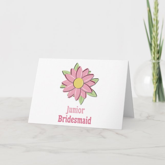 Rosa Flower Junior Bridesmaid Kort (Framsida)