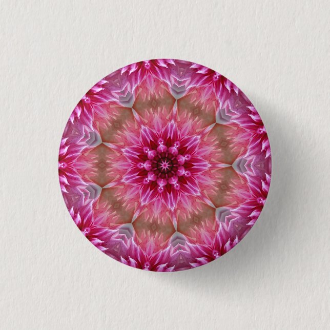 Rosa Flower Kaleidoscope Mandala-43895 Knapp (Framsida)
