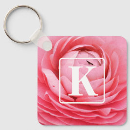 Rosa Flower Keychain med Monogram Nyckelring