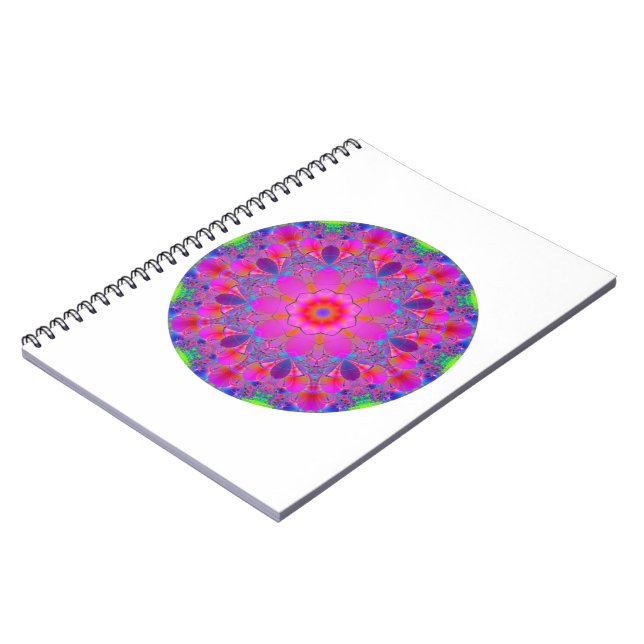 Rosa Flower Mandala Anteckningsbok Med Spiral (Vänstra Sidan)