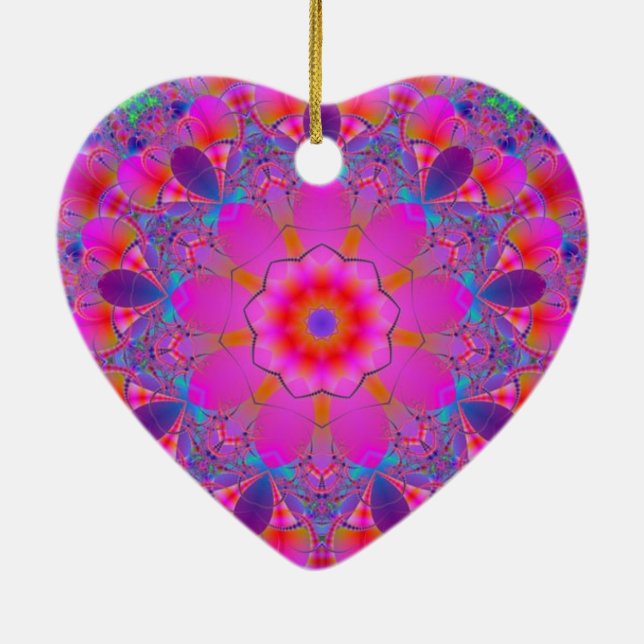 Rosa Flower Mandala Julgransprydnad Keramik (Baksidan)