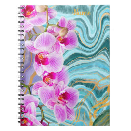 Rosa Flower Marble Lila Personlig Anteckningsbok
