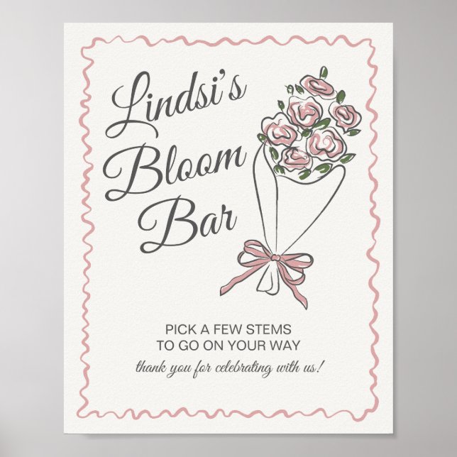 Rosa Flower Market Fresh Blommigt Bloom Pub Sign Poster (Framsidan)