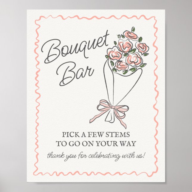 Rosa Flower Market Fresh Blommigt Bouquet Pub Sign Poster (Framsidan)