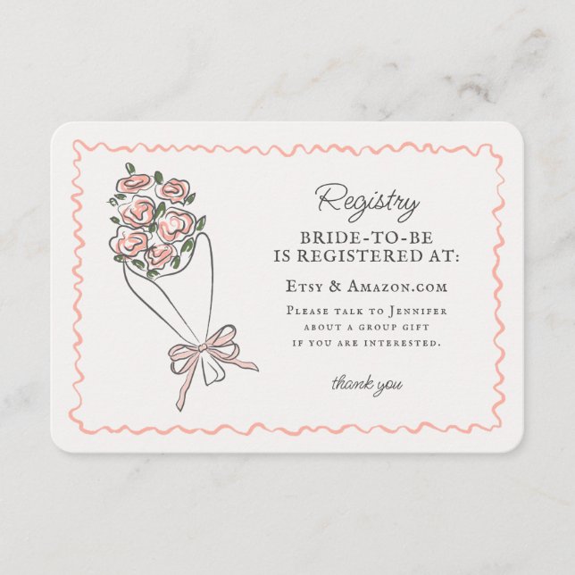 Rosa Flower Market Fresh Blommigt Registry Infoga Tilläggskort (Framsida)