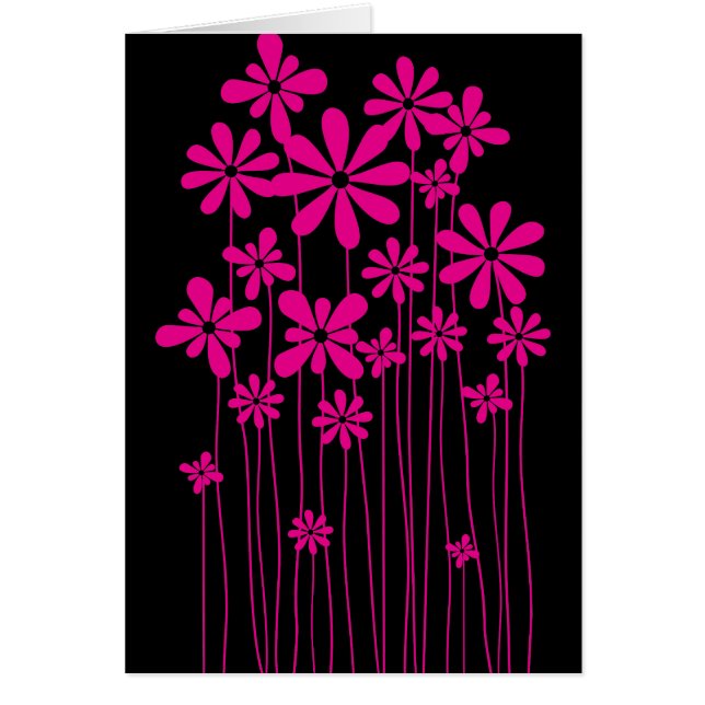 Rosa Flower Meadow Hälsningskort (Framsidan)