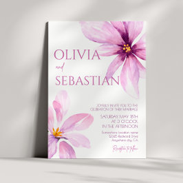 Rosa Flower Minimalist elegant bröllop Inbjudningar