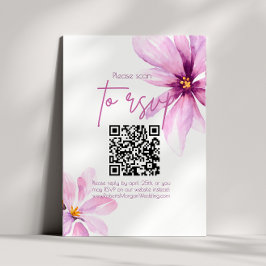 Rosa Flower Minimalist QR CODE Bröllop OSA Kort