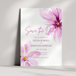 Rosa Flower Minimalist Watercolor Bröllop Spara Datumet