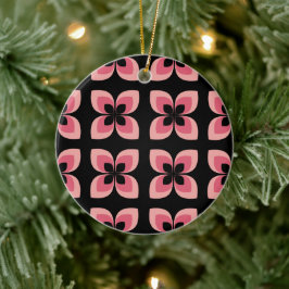Rosa Flower Mönster med två toningar Julgransprydnad Keramik
