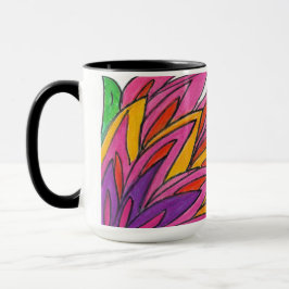 Rosa Flower Mugg (Black Handle och insida)