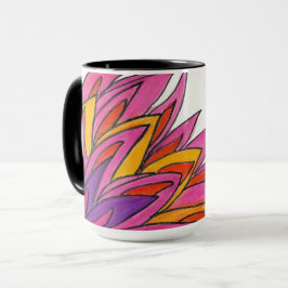 Rosa Flower Mugg (Black Handle och insida)