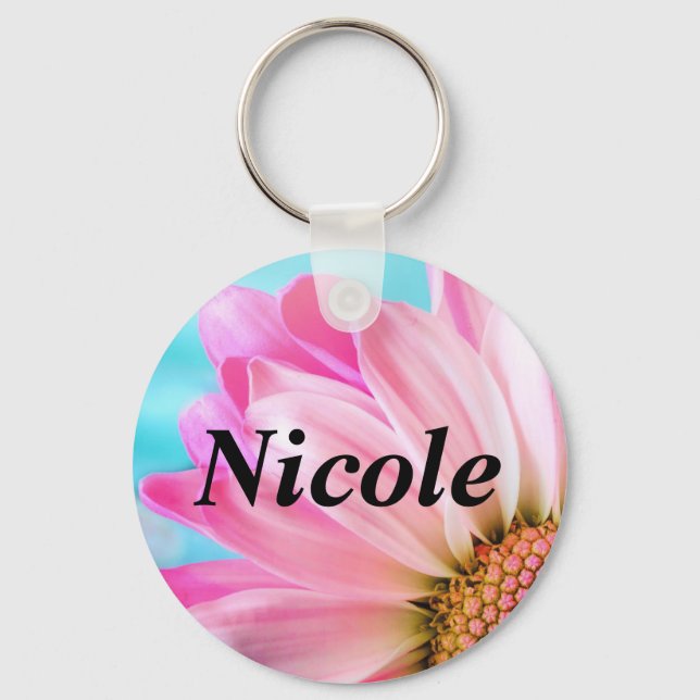 Rosa Flower Namn Keychain - Nicole Nyckelring (Framsida)