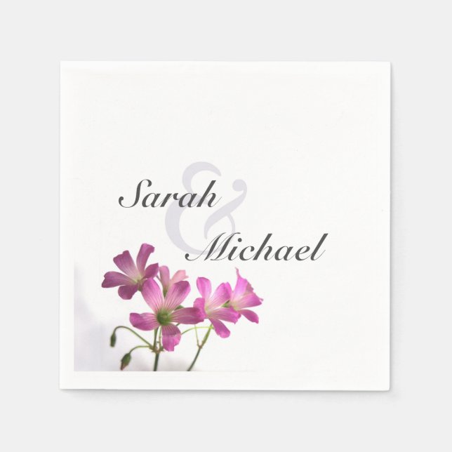 Rosa Flower Napkins Pappersservett (Framsidan)