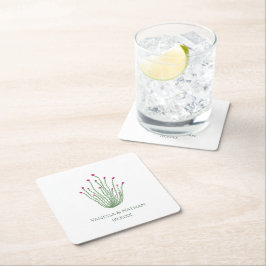 Rosa Flower Ocotillo Cactus Bröllop Cocktail Hour Underlägg Papper Kvadrat