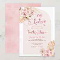 Rosa Flower Pampas Grass Boho Oh Baby Shower