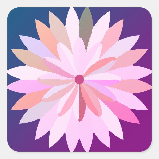 Rosa Flower Papper Underlägg Fyrkantigt Klistermärke (Framsida)