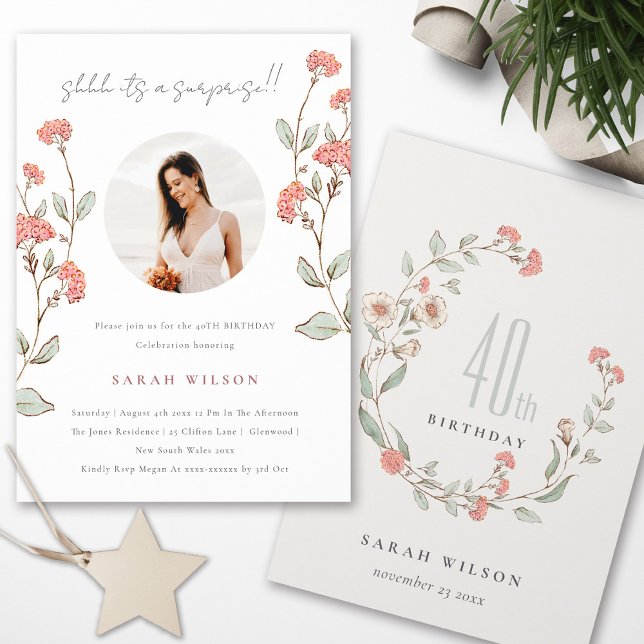 Rosa Flower Photo Surprise oavsett ålder vid födel Tack Kort (Skapare uppladdad)