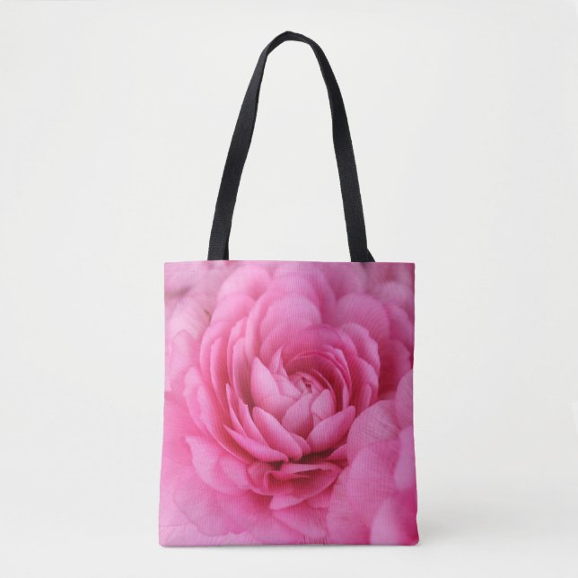 Rosa Flower Photograph Monogram Tote Tygkasse (Framsida)