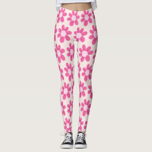 Rosa Flower Pickleball Mönster Cute och Trendig Leggings