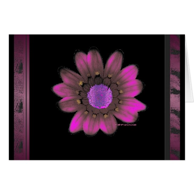 Rosa flower power hälsningskort (Framsidan Horizontal)
